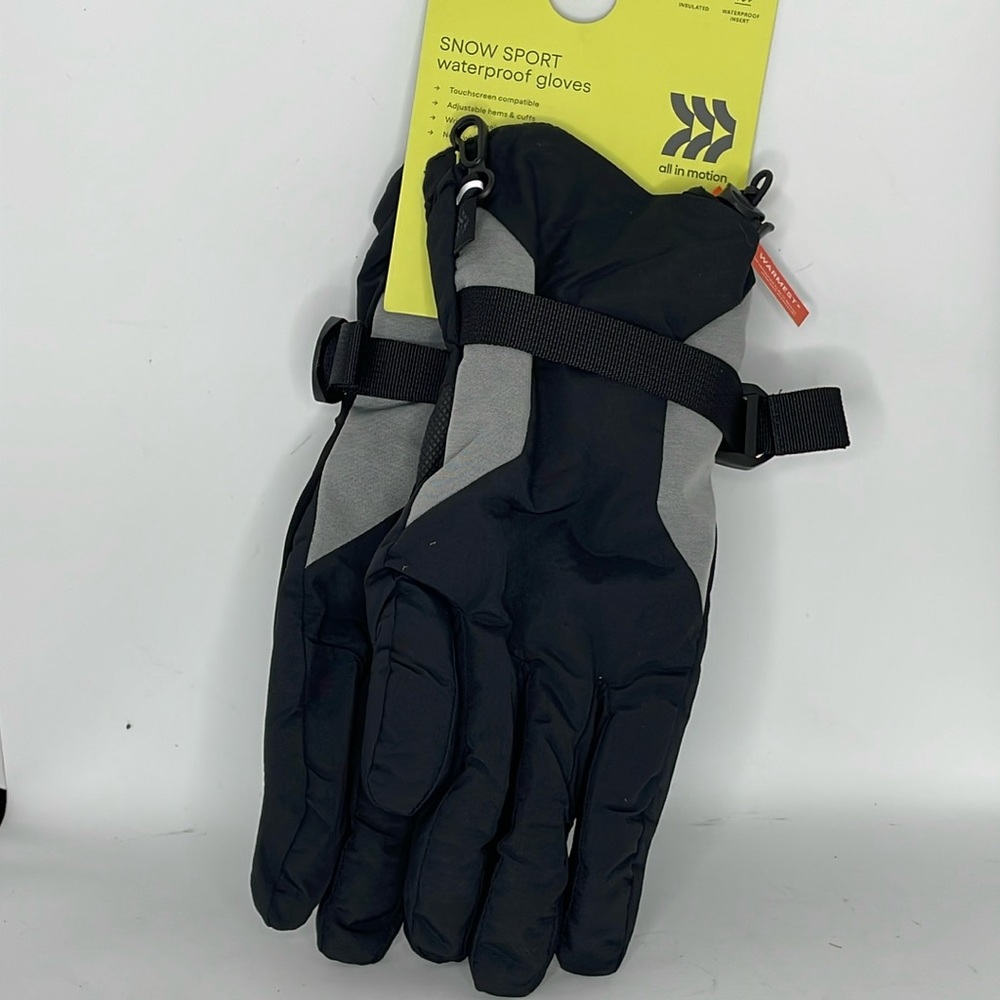 All in Motion Snowsport waterproof gloves M/L black/grey NWT